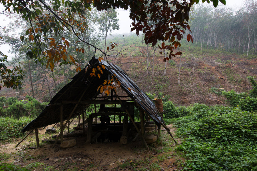 A hillside mine set in a valley, approximately 200 to 300 metres above sea level, with a pit reaching 9 metres (30 feet) in depth.