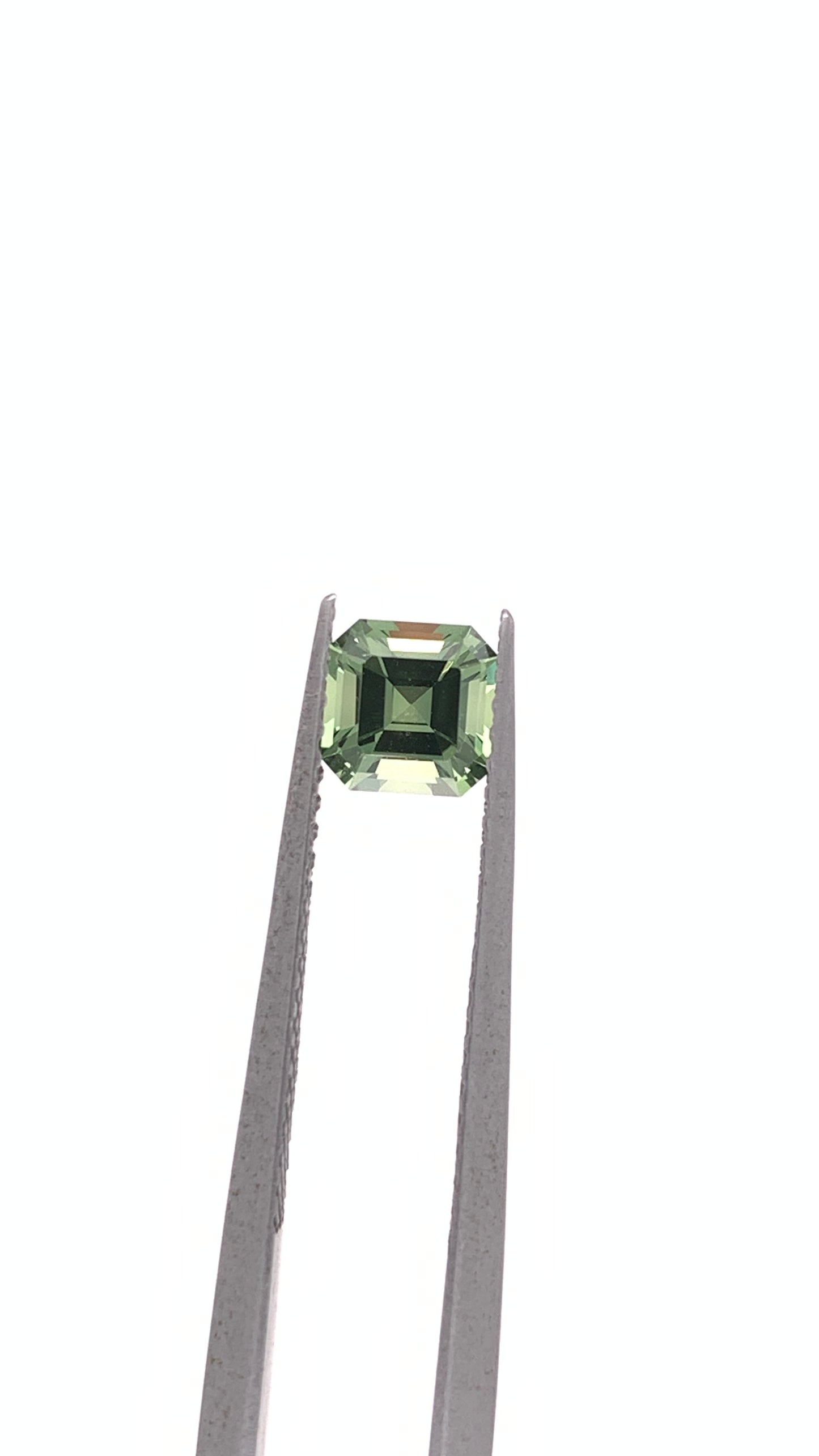 Green Sapphire — 0.78ct Asscher | 5.00 x 5.00mm | Tanzania | Heated
