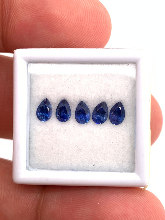 Blue Sapphire — 5pcs Pear | 1.20ct total | 4.80 x 3.15mm | Sri Lanka | Heated