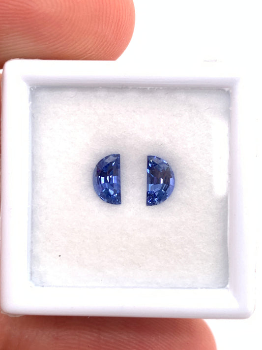Blue Sapphire — 2pcs Half Moon | 0.63ct total | 5.50 x 3.00mm | Sri Lanka | Heated