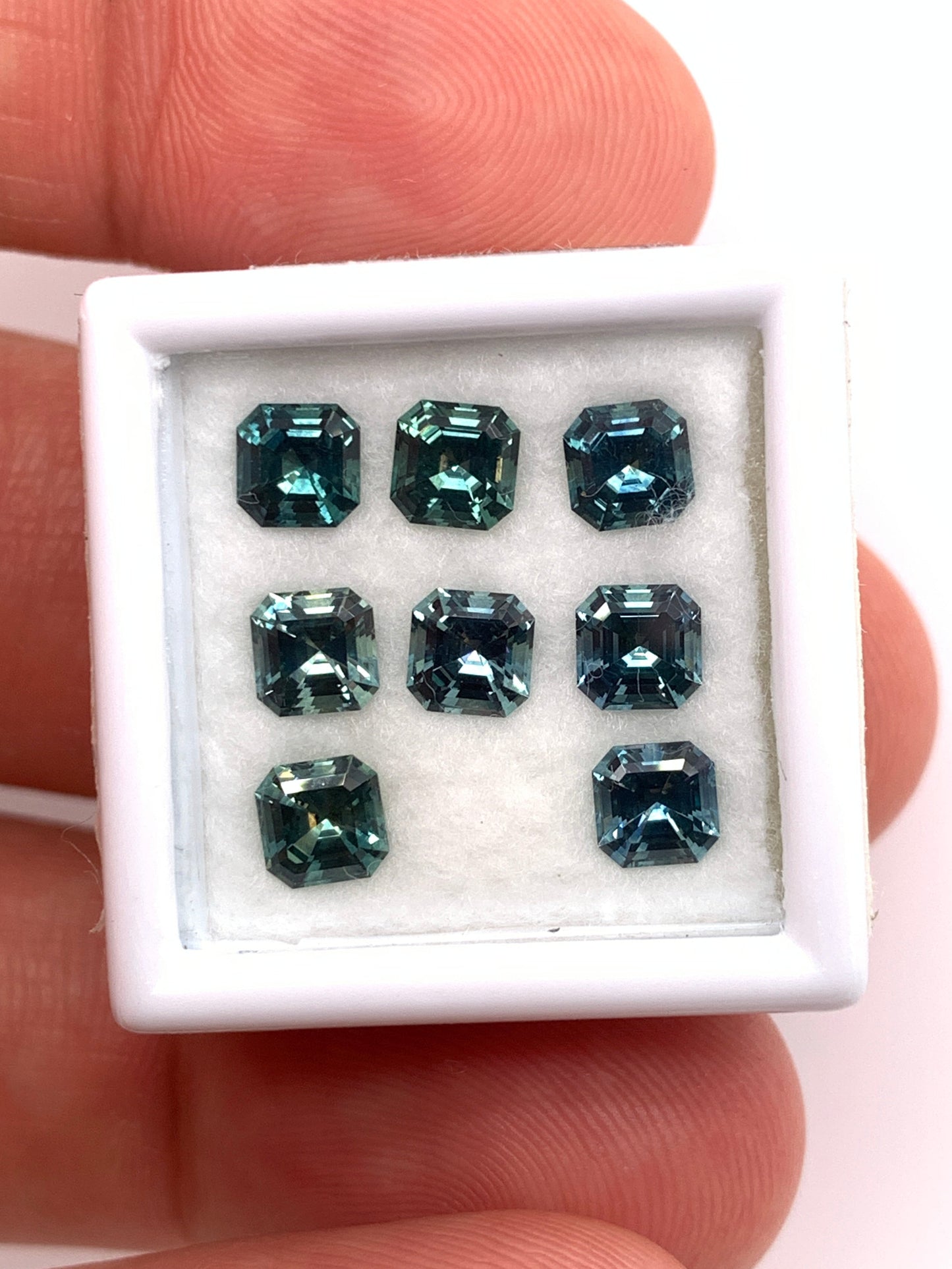 Montana Sapphire — 8pcs Asscher | 4.23ct total | 4.50 x 4.50mm | USA | Heated