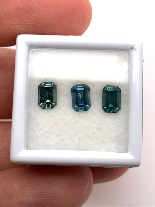 Montana Sapphire — 3pcs Emerald Cut | 1.83ct total | 5.75 x 4.00mm | USA | Heated