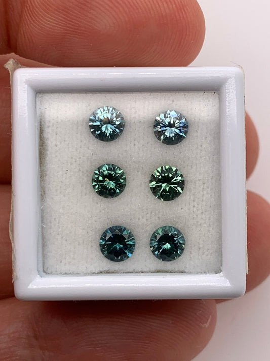Montana Sapphire — 6pcs Round Brilliant Cut | 1.99ct total | 4.25mm | USA | Heated