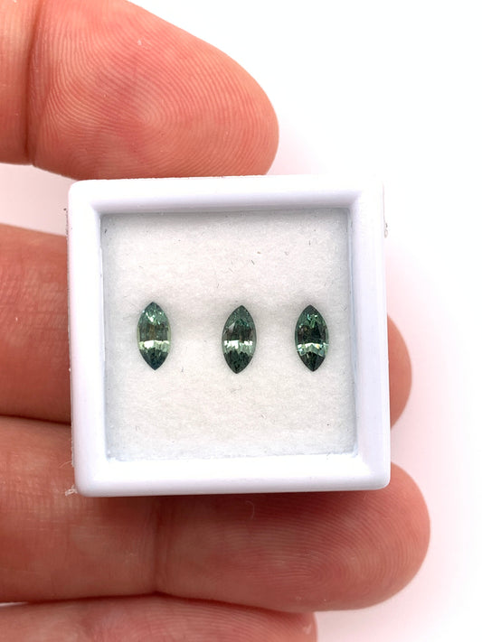Montana Sapphire — 3pcs Marquise | 0.82ct total | 6.00mm | USA | Heated
