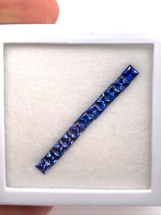 Blue Sapphire — 11pcs Princess | 3.23ct total | 3.50mm | Sri Lanka | Heated