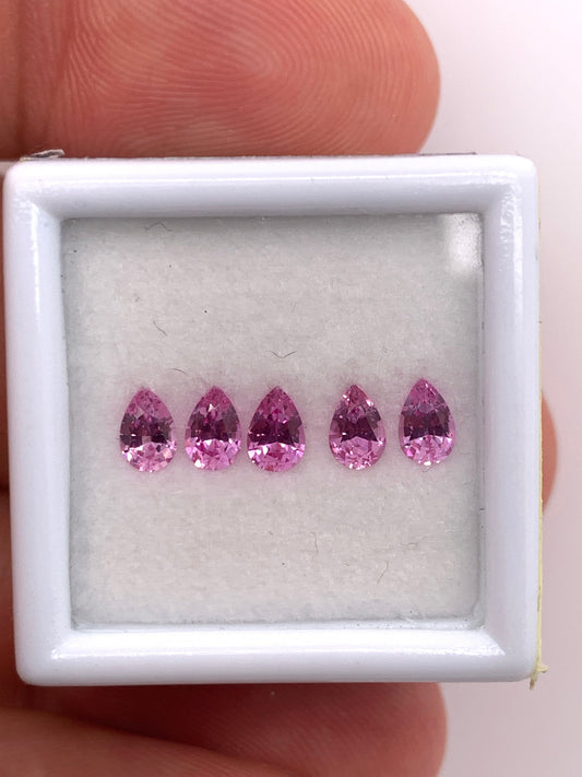 Pink Sapphire — 5pcs Pear | 0.98ct total | 4.50 x 3.10mm | Madagascar | Heated