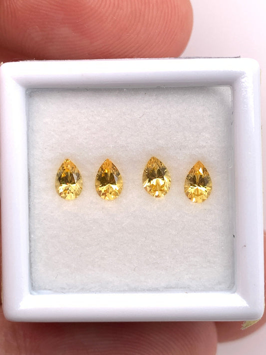 Yellow Sapphire — 4pcs Pear | 0.72ct total | 4.50 x 3.00mm | Sri Lanka | Heated