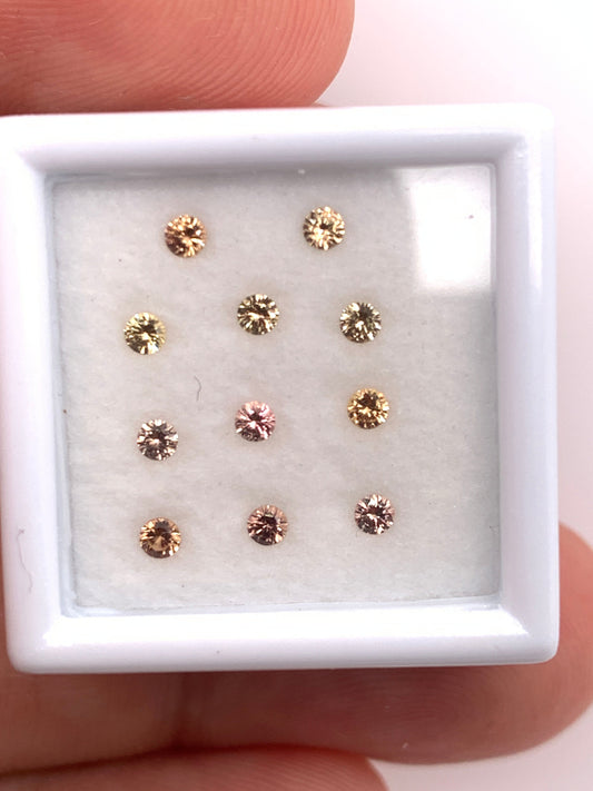 Brown Sapphire — 11pcs Round Brilliant Cut | 0.41ct total | 2.00mm | Madagascar | Unheated