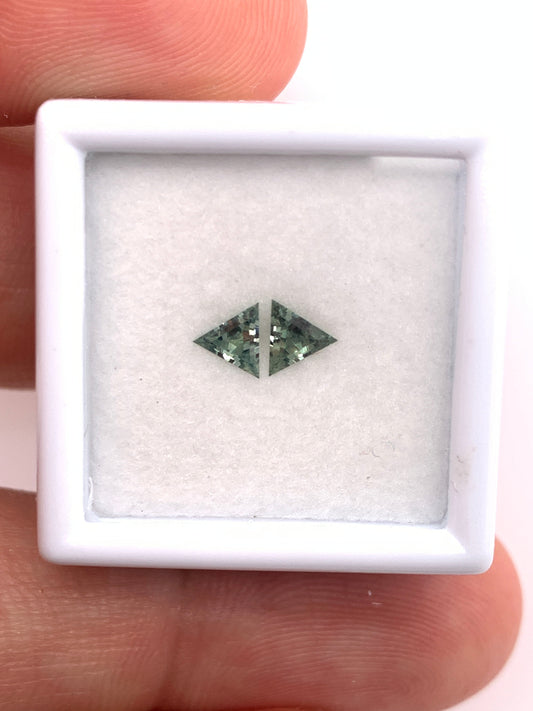 Green Sapphire — 2pcs Triangle | 0.29ct total | 4.00 x 4.00mm | Madagascar | Heated