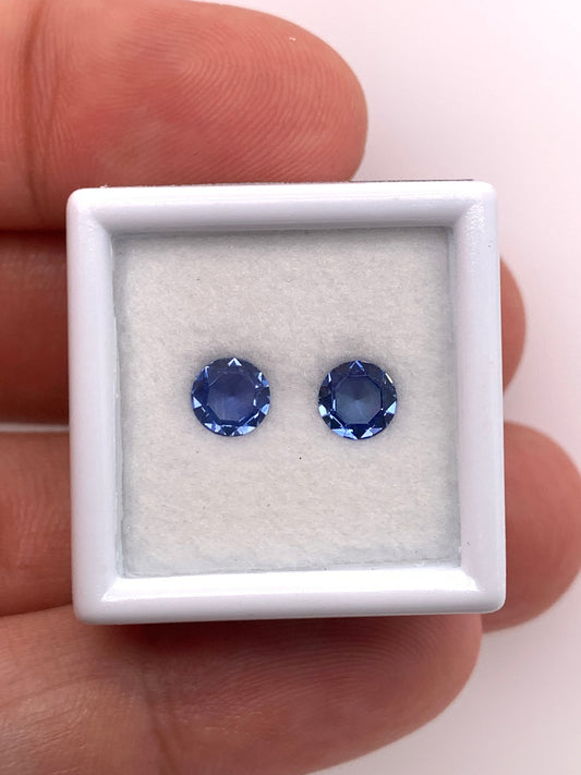 Blue Sapphire — 2pcs Rose Cut | 0.96ct total | 5.00mm | Sri Lanka | Heated