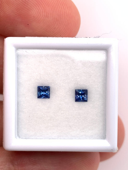 Blue Sapphire — 2pcs Princess | 0.36ct total | 3.00mm | Sri Lanka | Heated