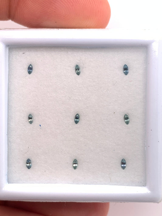 Montana Sapphire — 9pcs Marquise | 0.20ct total | 2.50 x 1.25mm | USA | Heated