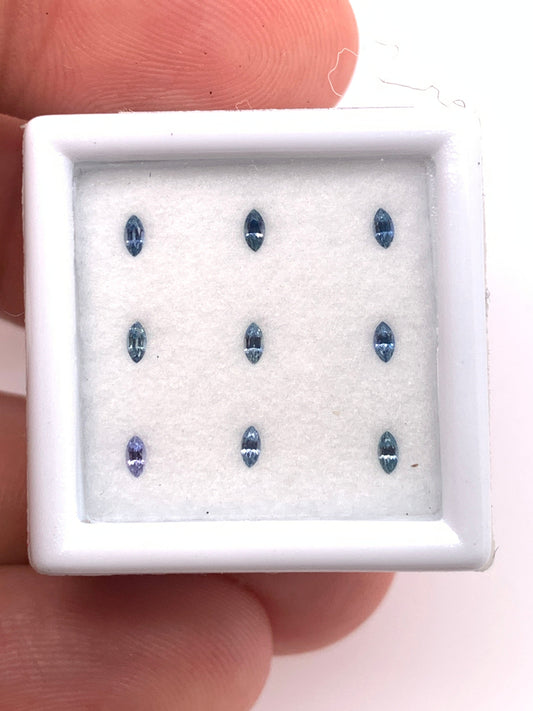Montana Sapphire — 9pcs Marquise | 0.19ct total | 2.50 x 1.25mm | USA | Heated
