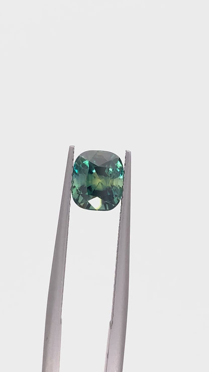 Green Sapphire — 2.06ct Cushion | 7.35x6.35mm | Madagascar | Unheated